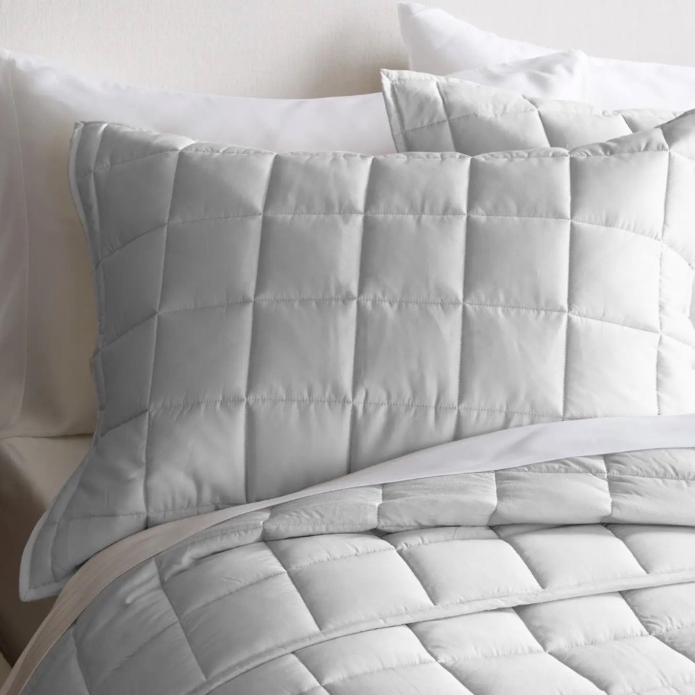 QUINCE Bamboo Box Quilted Sham King Light Grey 4664